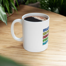 DistinctInk Glossy White Coffee / Tea Mug - Speak English Kiss French Dress Italian