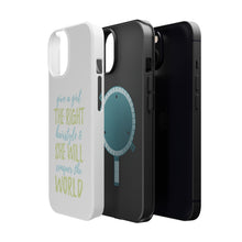 DistinctInk ToughCase for Apple iPhone, Compatible with MagSafe Charging - Girls With Right Hairstyle Will Conquer the World