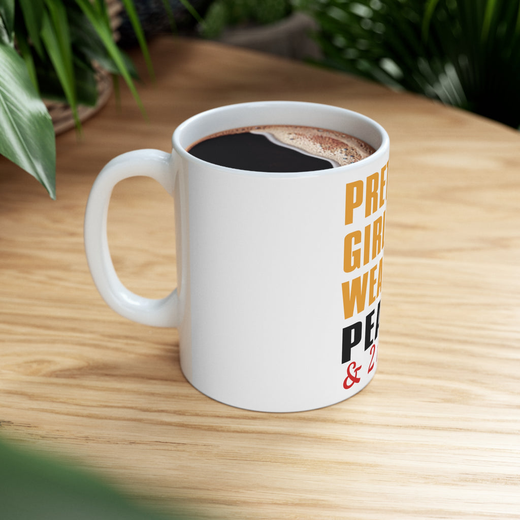 Glossy White Coffee / Tea Mug - Pretty Girls Wear 10 Pearls 2 Rubies, view 8