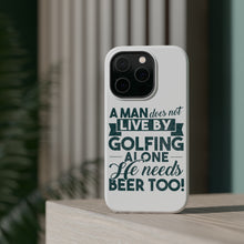 DistinctInk ToughCase for Apple iPhone, Compatible with MagSafe Charging - Live By Golfing Alone Need Beer Too