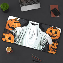 DistinctInk Desk Mat with Ghost Skeleton Pumpkins Pattern Design for Halloween