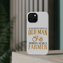 DistinctInk ToughCase for Apple iPhone, Compatible with MagSafe Charging - Never Underestimate Old Man Farmer