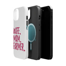 DistinctInk ToughCase for Apple iPhone, Compatible with MagSafe Charging - Wife. Mom. Farmer.