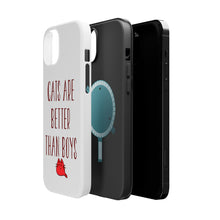DistinctInk ToughCase for Apple iPhone, Compatible with MagSafe Charging - Cats Are Better Than Boys