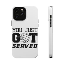 DistinctInk ToughCase for Apple iPhone, Compatible with MagSafe Charging - You Just Got Served Volleyball