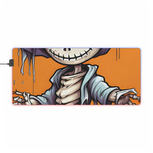 DistinctInk LED Gaming Mouse Pad with Haunted Jack-O'-Skeleton Design for Halloween