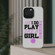 DistinctInk ToughCase for Apple iPhone, Compatible with MagSafe Charging - Volleyball Yes I Do Play Like a Girl