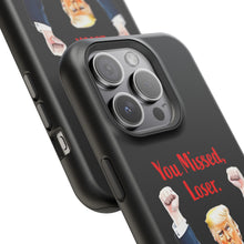 Dual Layer Tough Case for Apple iPhone, Compatible with MagSafe - Trump ‘You Missed, Loser’ Design & Black Background