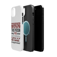 DistinctInk ToughCase for Apple iPhone, Compatible with MagSafe Charging - WARNING This Person May Talk About Sheep