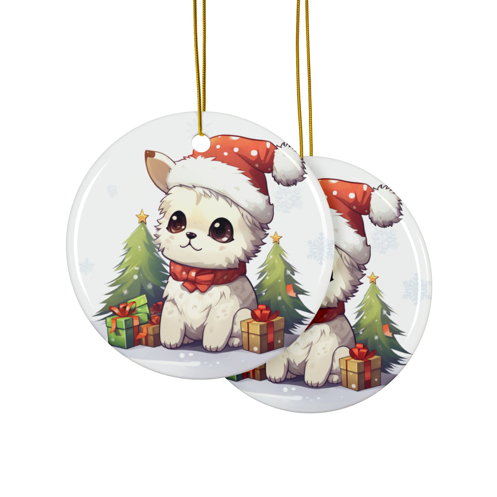 Hanging Ceramic Christmas Tree Ornament with Gold String - Pumik Design, view 2