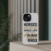 DistinctInk ToughCase for Apple iPhone, Compatible with MagSafe Charging - Horses Make My Life Whole