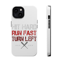 DistinctInk ToughCase for Apple iPhone, Compatible with MagSafe Charging - Hit Hard Run Fast Turn Left Baseball