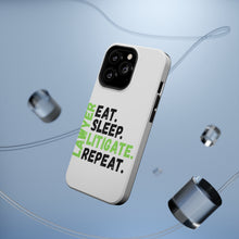 DistinctInk ToughCase for Apple iPhone, Compatible with MagSafe Charging - Lawyer Eat Sleep Litigate Repeat