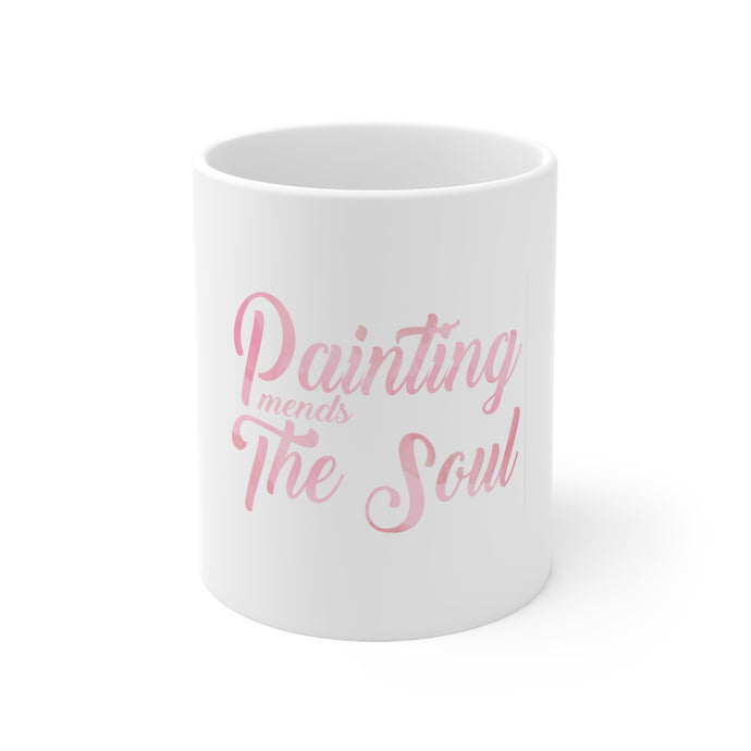 DistinctInk Glossy White Coffee / Tea Mug - Painting Mends the Soul