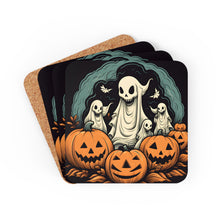 DistinctInk (Set of 4) Corkwood Coasters with Spooky Skeleton PumpkinsDesign for Halloween