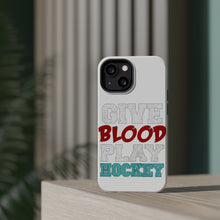 DistinctInk ToughCase for Apple iPhone, Compatible with MagSafe Charging - Give Blood Play Hockey