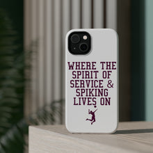 DistinctInk ToughCase for Apple iPhone, Compatible with MagSafe Charging - Spirit of Service & Spiking Lives On Tennis