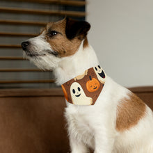 DistinctInk Adjustable Pet Banana Collar with "Boo-ttifull Skeleton Cartoon Pattern Pumpkin" Design for Halloween