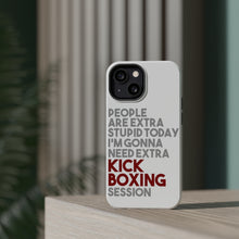 DistinctInk ToughCase for Apple iPhone, Compatible with MagSafe Charging - People Are Stupid Need Extra Kick Boxing