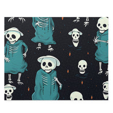 DistinctInk Jigsaw Puzzle with Haunted Skeleton Crew Design for Halloween