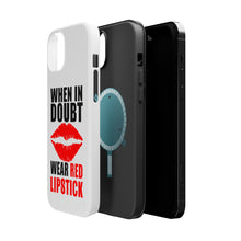 DistinctInk ToughCase for Apple iPhone, Compatible with MagSafe Charging - When in Doubt Where Red Lipstick