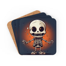 DistinctInk (Set of 4) Corkwood Coasters with Skelly's Halloween Bash Design for Halloween