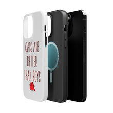 DistinctInk ToughCase for Apple iPhone, Compatible with MagSafe Charging - Cats Are Better Than Boys