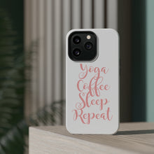 DistinctInk ToughCase for Apple iPhone, Compatible with MagSafe Charging - Yoga Coffee Sleep Repeat