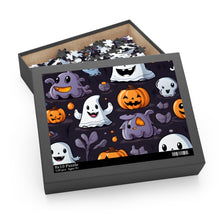 DistinctInk Jigsaw Puzzle with Spooky Bat-o-lanterns Design for Halloween