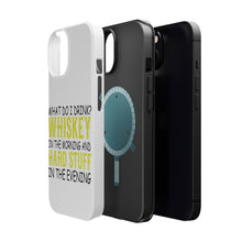 DistinctInk ToughCase for Apple iPhone, Compatible with MagSafe Charging - Whiskey in the Morning, Hard Stuff Evening