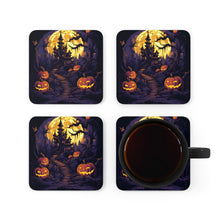 DistinctInk (Set of 4) Corkwood Coasters with Ghostly Ghouls in the Graveyard Design for Halloween