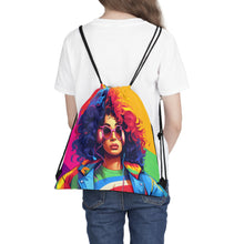 DistinctInk Drawstring Bag Backpack with Living a Full Life Design for LGBTQ+ Pride