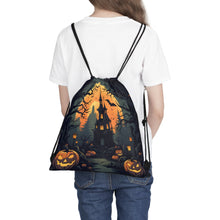 DistinctInk Drawstring Bag / Backpack with Spooky Trick or Treating Design for Halloween