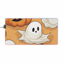 DistinctInk LED Gaming Mouse Pad with Ghostly Skeleton Pumpkin Patch Design for Halloween