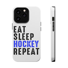 DistinctInk ToughCase for Apple iPhone, Compatible with MagSafe Charging - Eat Sleep Hockey Repeat