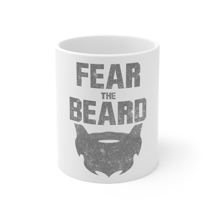 DistinctInk Glossy White Coffee / Tea Mug - Fear the Beard