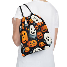 DistinctInk Drawstring Bag Backpack with Spooky Halloween Night Design for Halloween