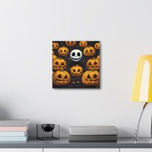 DistinctInk Canvas Wall Art with Ghastly Skeleton Pumpkins for Halloween