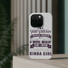 DistinctInk ToughCase for Apple iPhone, Compatible with MagSafe Charging - Tent Pitchin Weiner Roastin S'More Camping Girl
