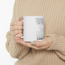 DistinctInk Glossy White Coffee / Tea Mug - Touch Me. First MMA Lesson is Free.
