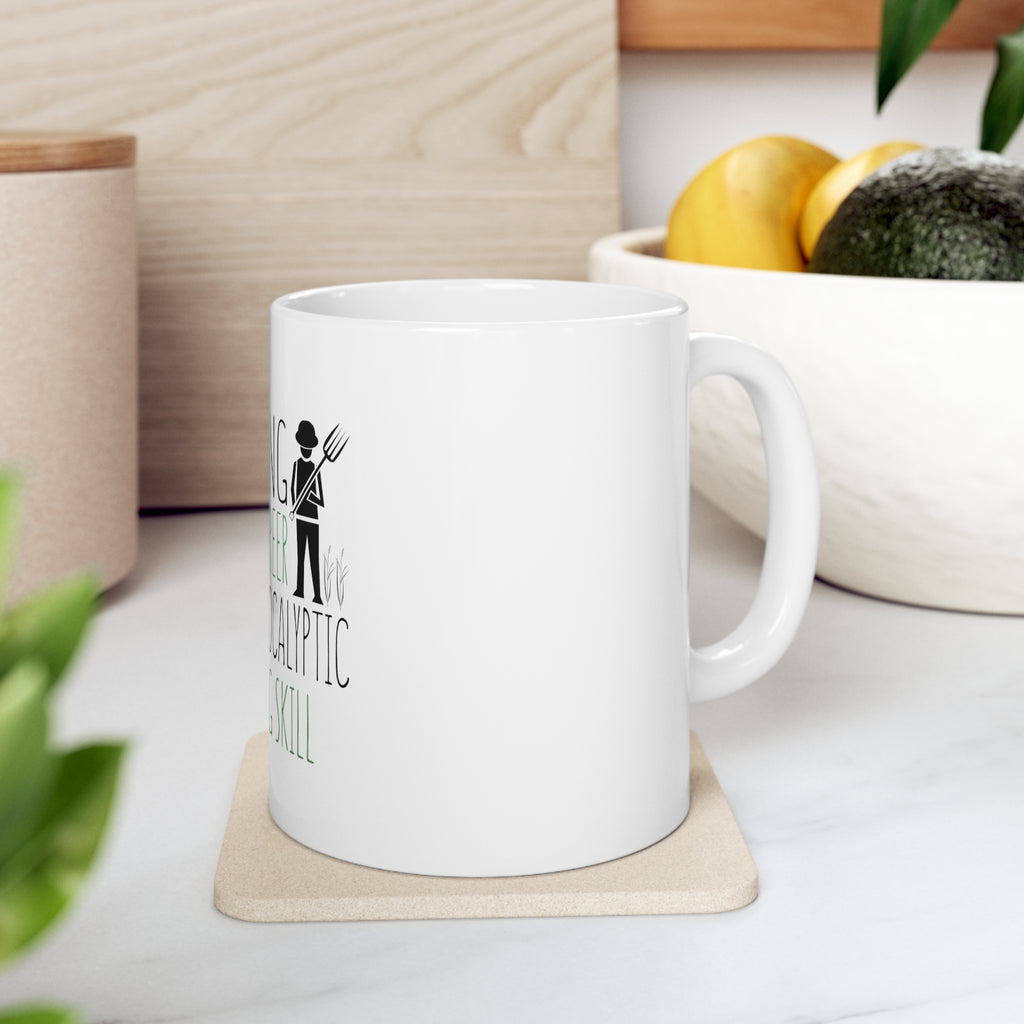Glossy White Coffee / Tea Mug - Farming is Not a Career Post Apocalyptic Skill, view 7