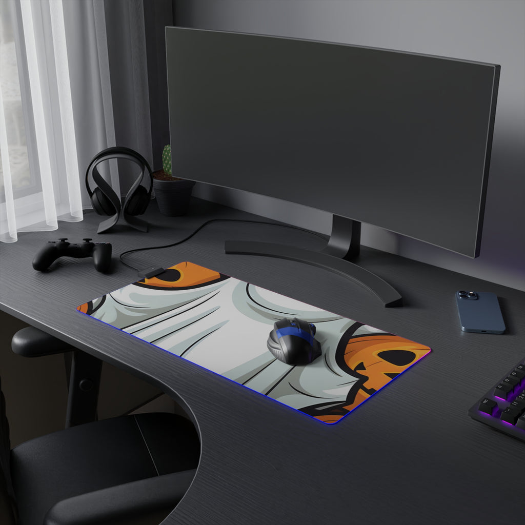 LED Gaming Mouse Pad with "Spooky Skeleton Pumpkins" Design for Halloween, view 9
