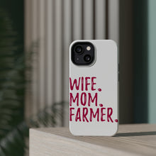 DistinctInk ToughCase for Apple iPhone, Compatible with MagSafe Charging - Wife. Mom. Farmer.