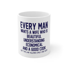 DistinctInk Glossy White Coffee / Tea Mug - Every Man Wants Wife Who is Beautiful