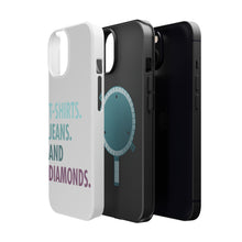 DistinctInk ToughCase for Apple iPhone, Compatible with MagSafe Charging - T-Shirts Jeans and Diamonds
