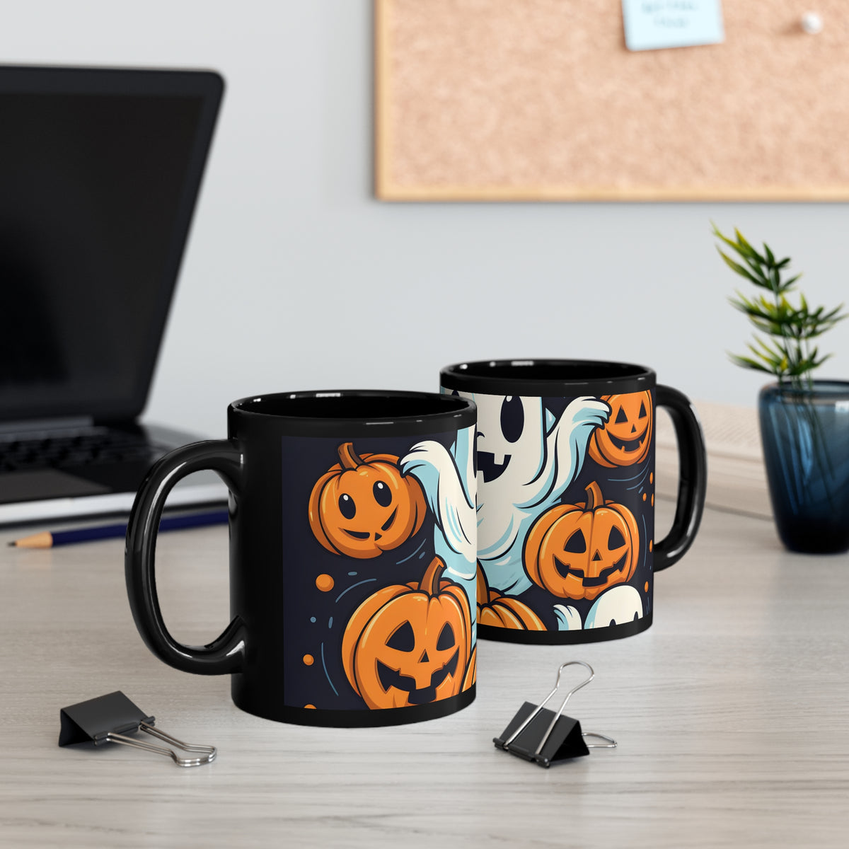 Black Coffee Mug - The Ghostly Skeleton Pumpkin for Halloween, view 5