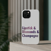 DistinctInk ToughCase for Apple iPhone, Compatible with MagSafe Charging - Lipstick & Diamonds & Champagne