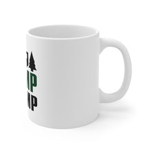 DistinctInk Glossy White Coffee / Tea Mug - Camp Champ - Camping Fire