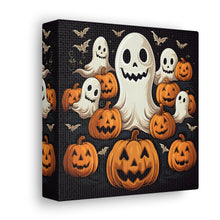 DistinctInk Canvas Wall Art with Haunted Skeleton Jack-O-Lantern for Halloween
