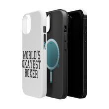 DistinctInk ToughCase for Apple iPhone, Compatible with MagSafe Charging - World's Okayest Boxer